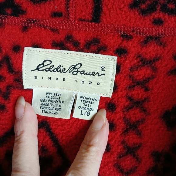 Vintage Eddie Bauer Woman's Red and Black Patterned Robe Size Large - Picture 6 of 9